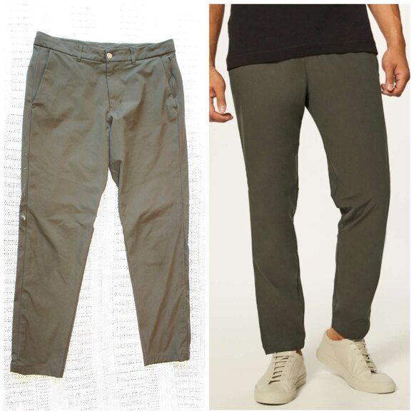 Lululemon ABC Commission Pant Slim Warpstreme 34" Size 33 Dark Olive Outdoor - Picture 1 of 12